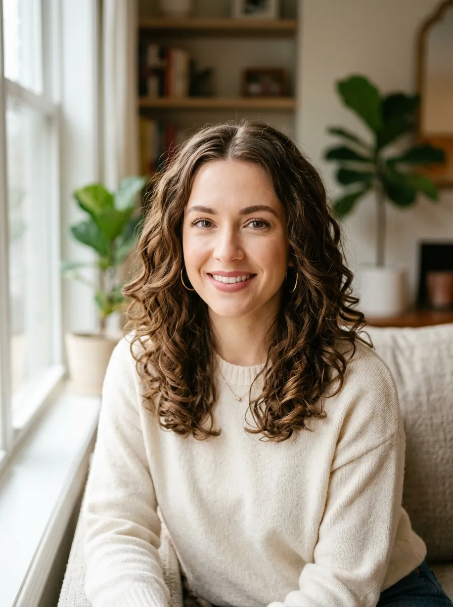 Center Part with Loose Curls