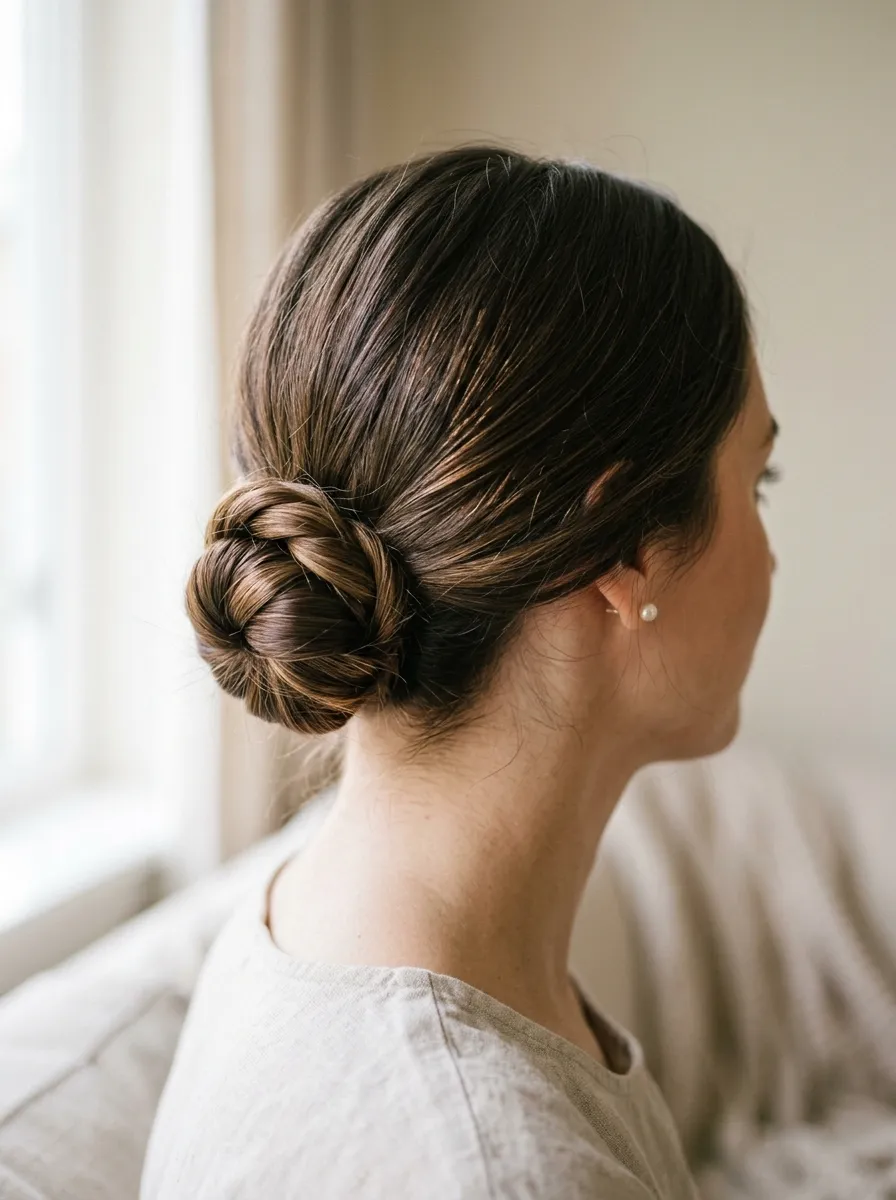 Twisted Bun For Shoulder Length Hair