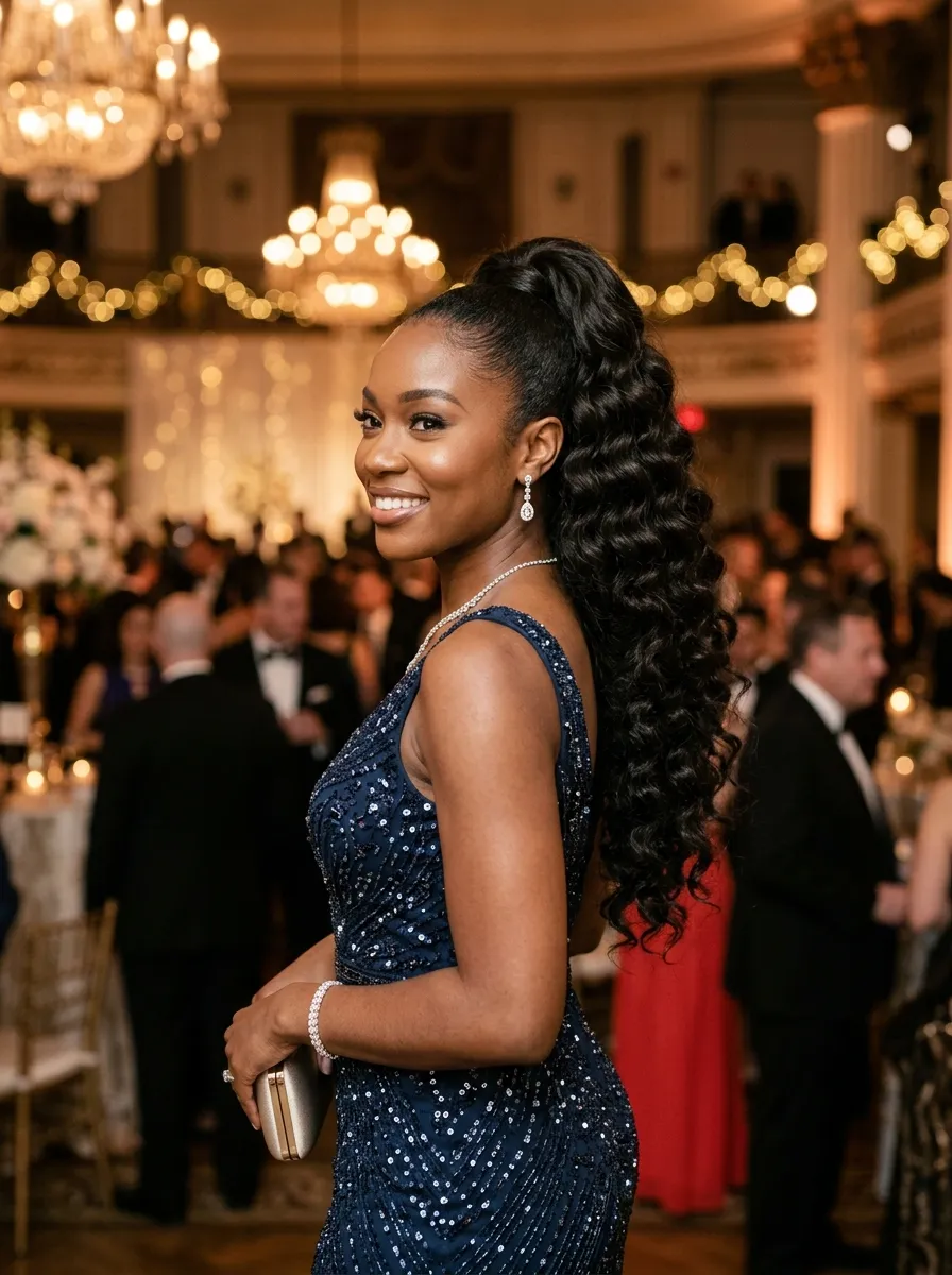 Ponytail with Deep Waves