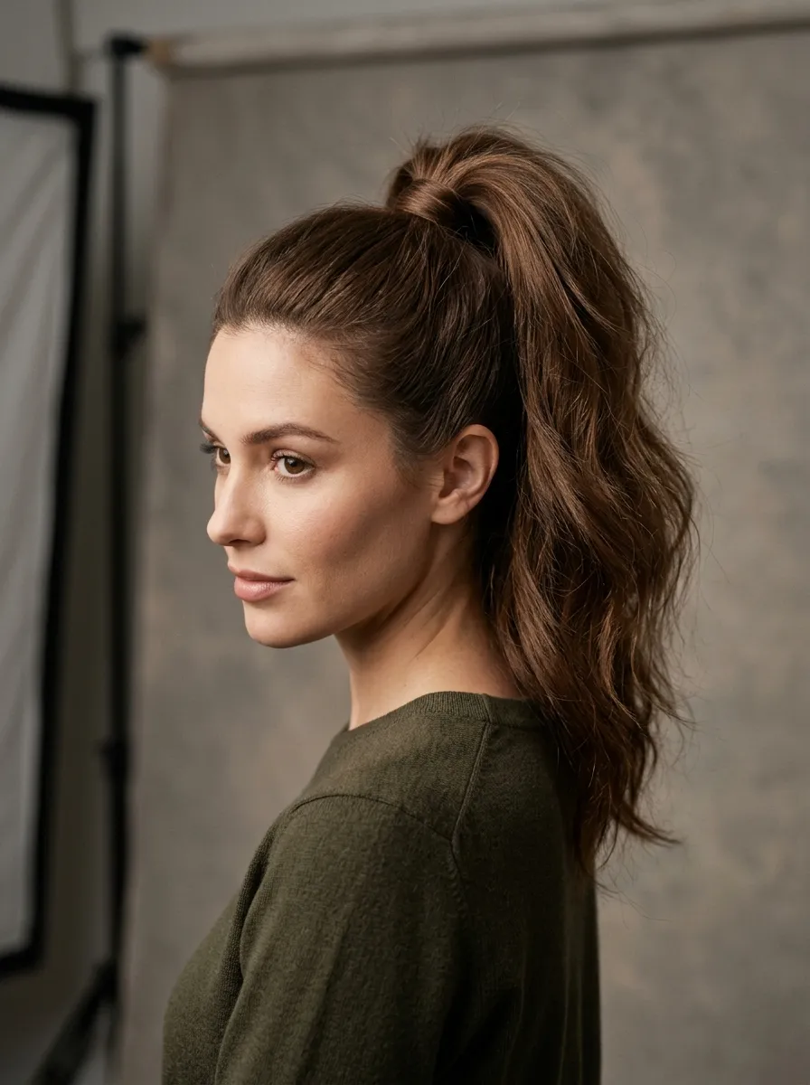 High Pony with Backcombed Tail