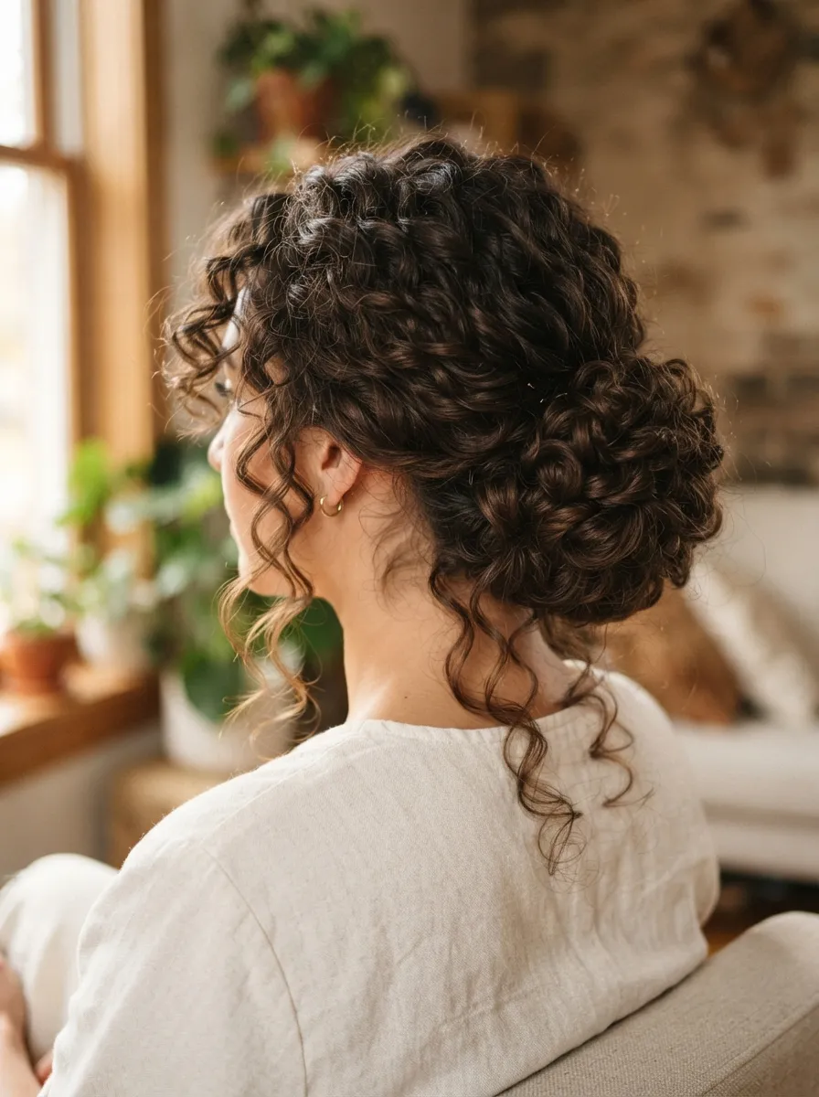 Low Bun for Curly Updo Alternative