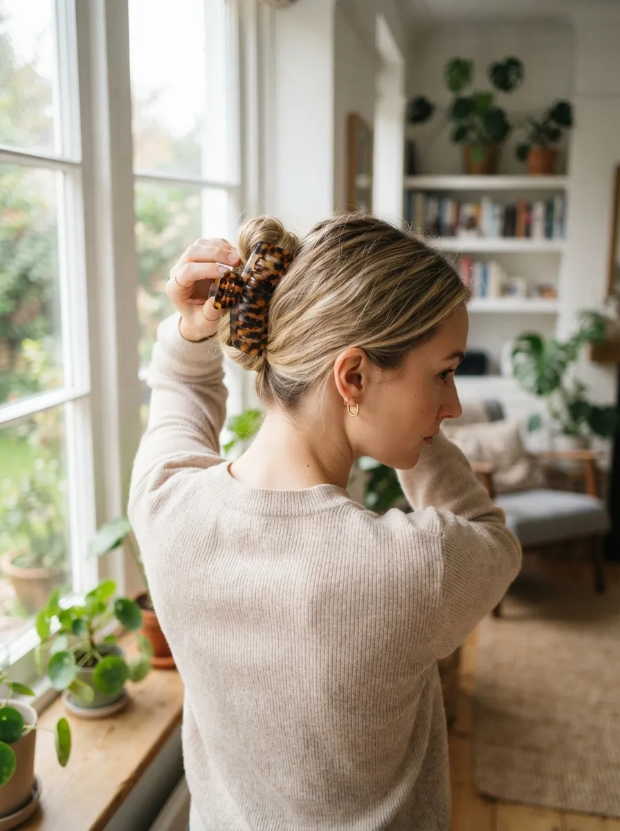 Bun with a Statement Hair Claw