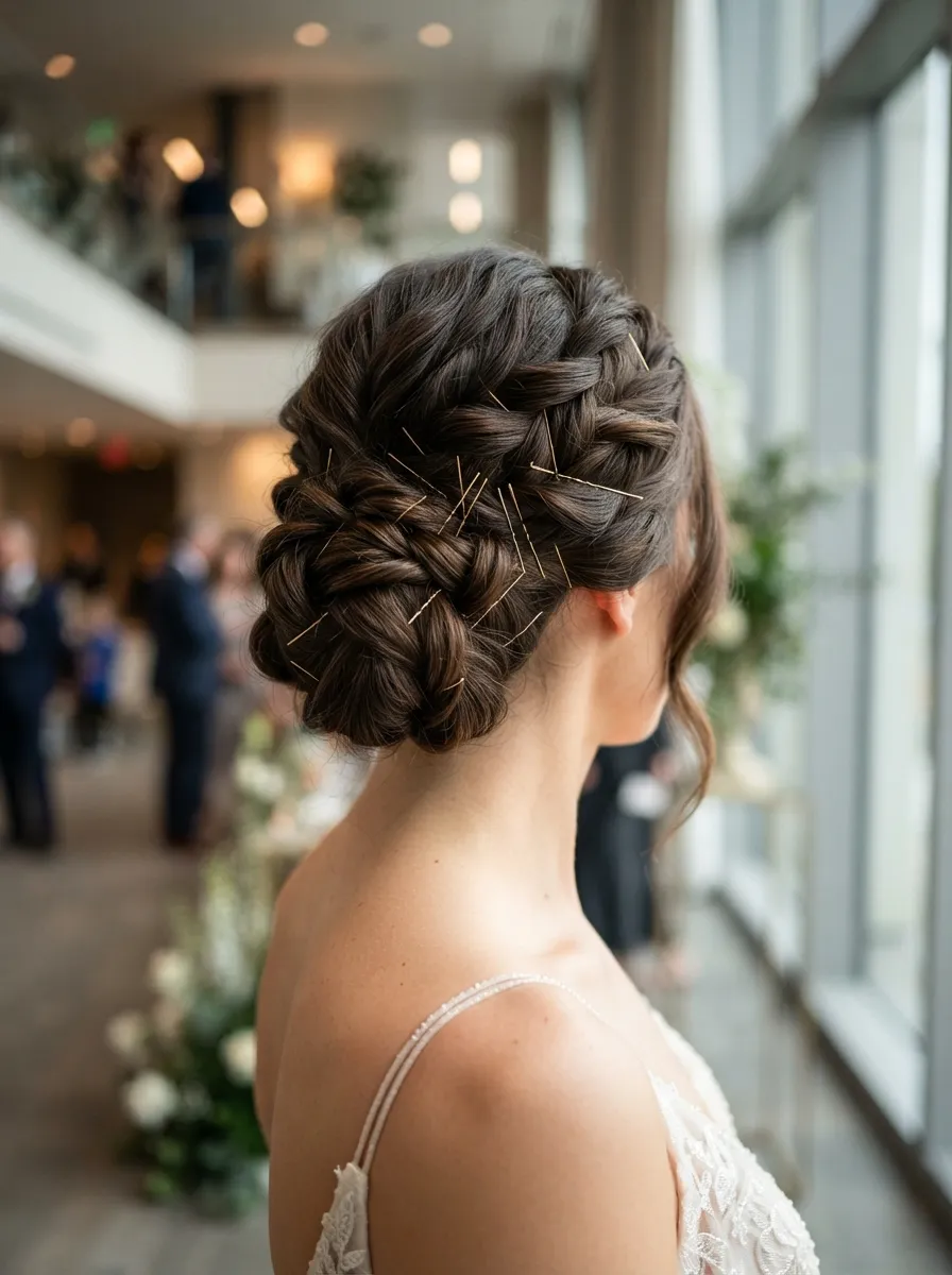 Textured Bun With Face Framing Curls
