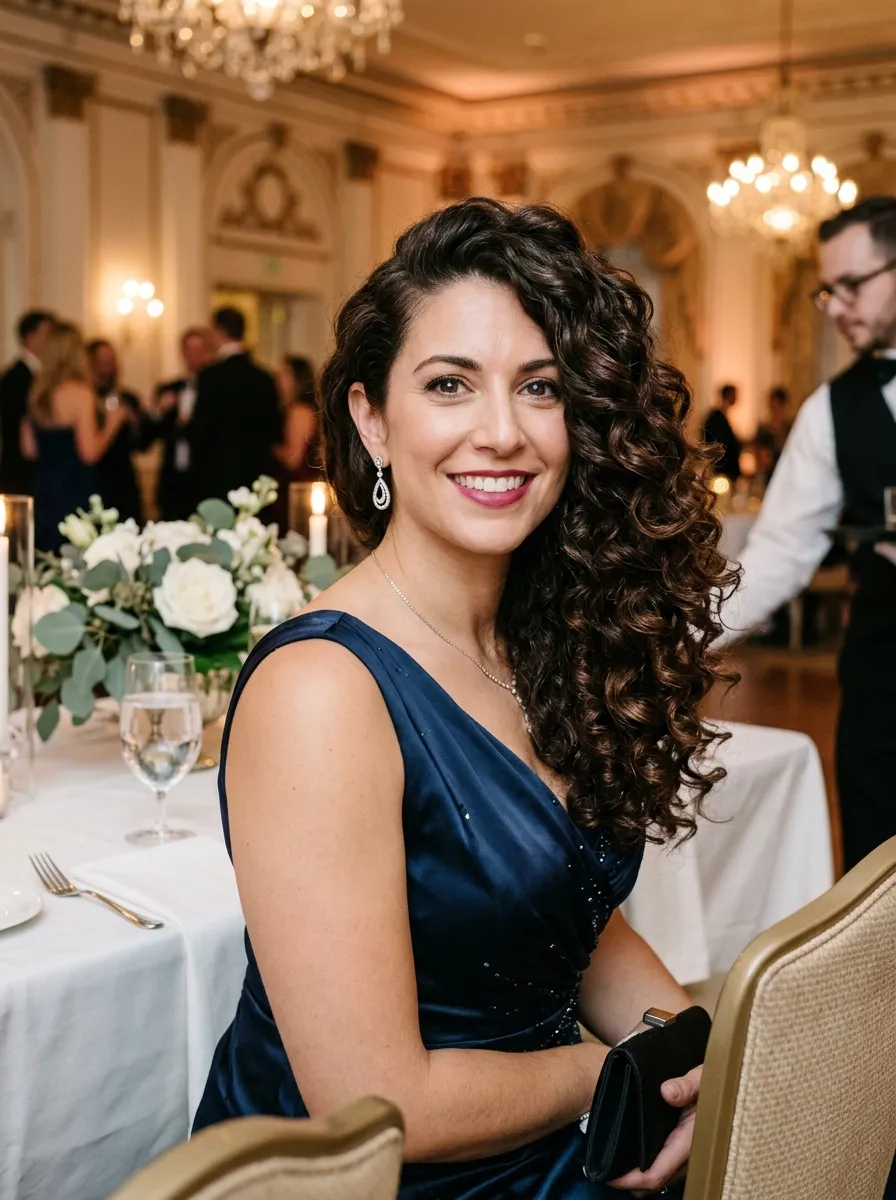 Bouncy Curls with Side Part