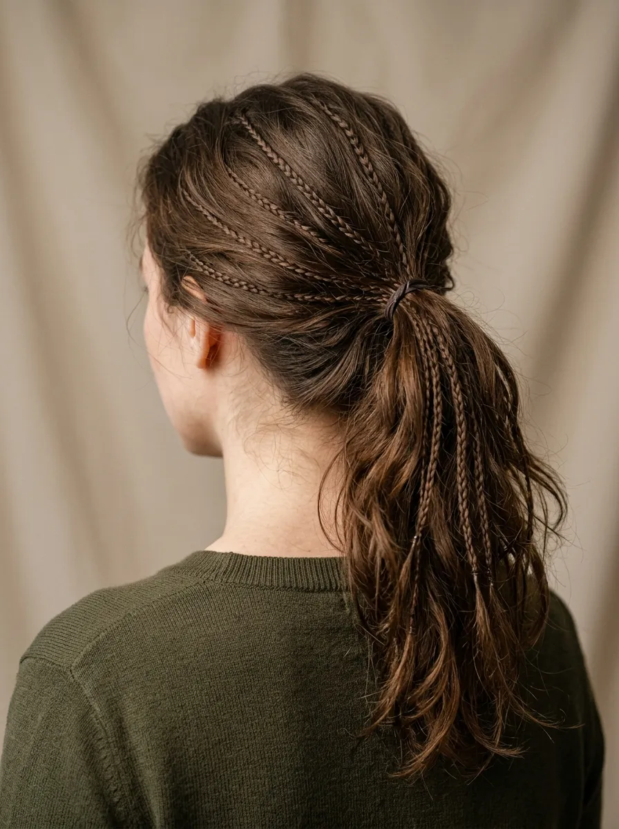 Ponytail with Micro Braids Throughout
