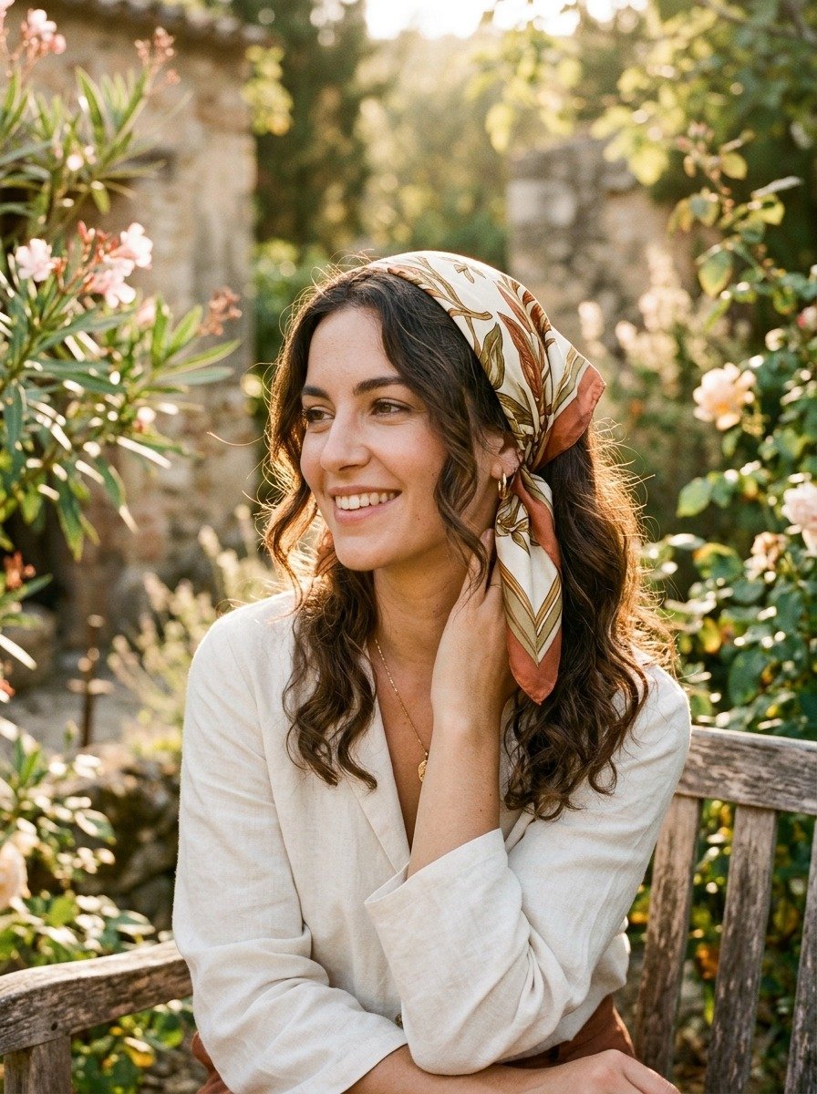 Wavy Hair With Scarf Wrap