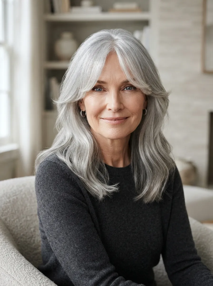 Curtain Bangs For Gray Or Silver Hair