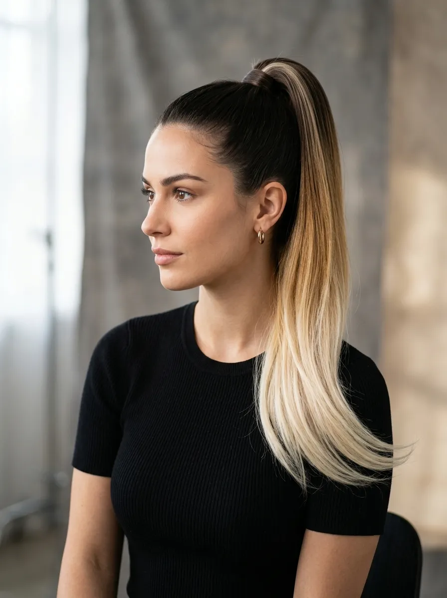 High Ponytail For Ombre Hair
