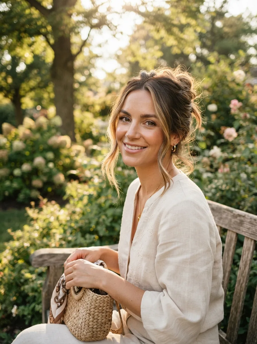 Messy Bun with Highlighted Pieces