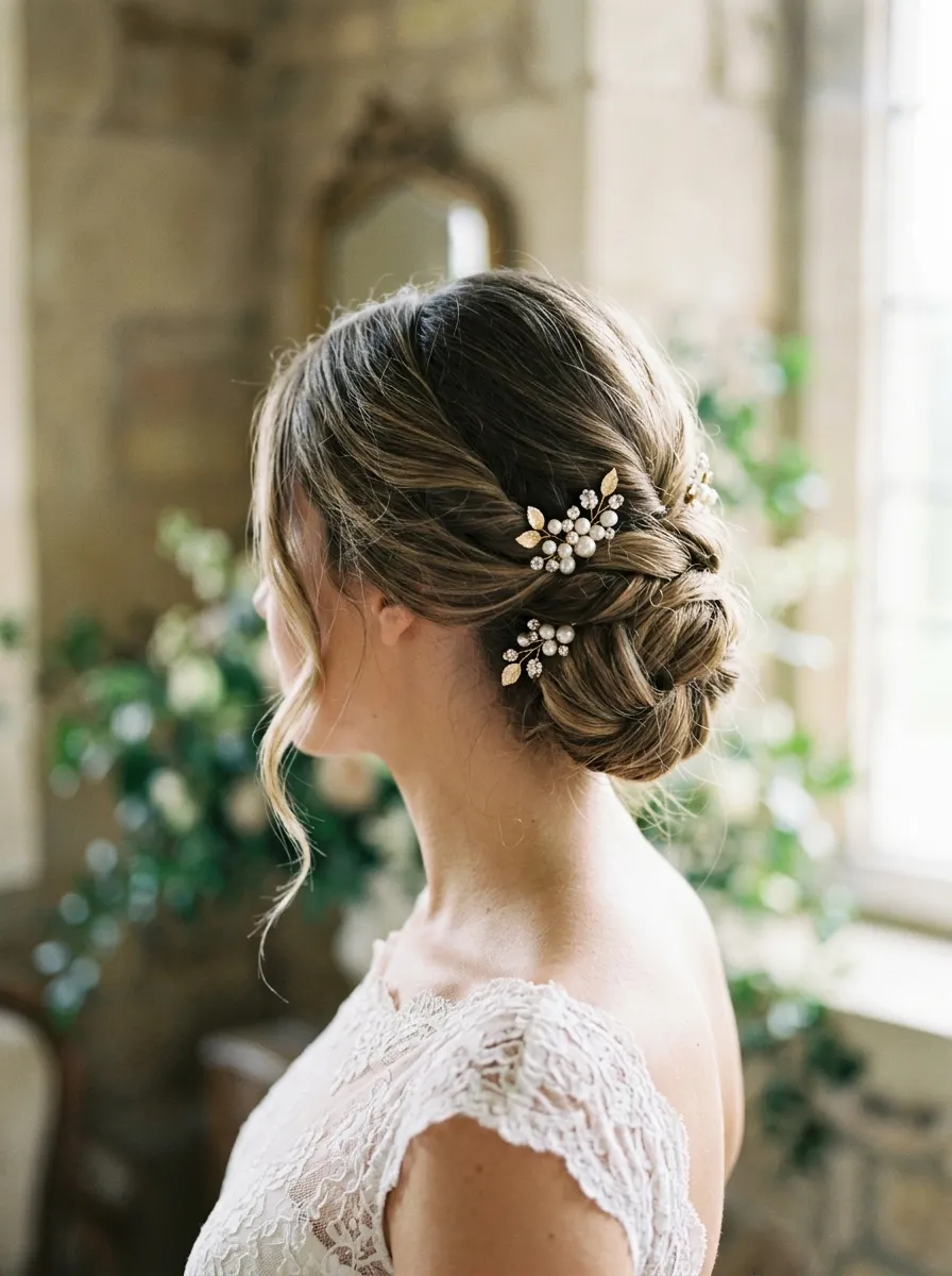 Twisted Updo with Statement Pins