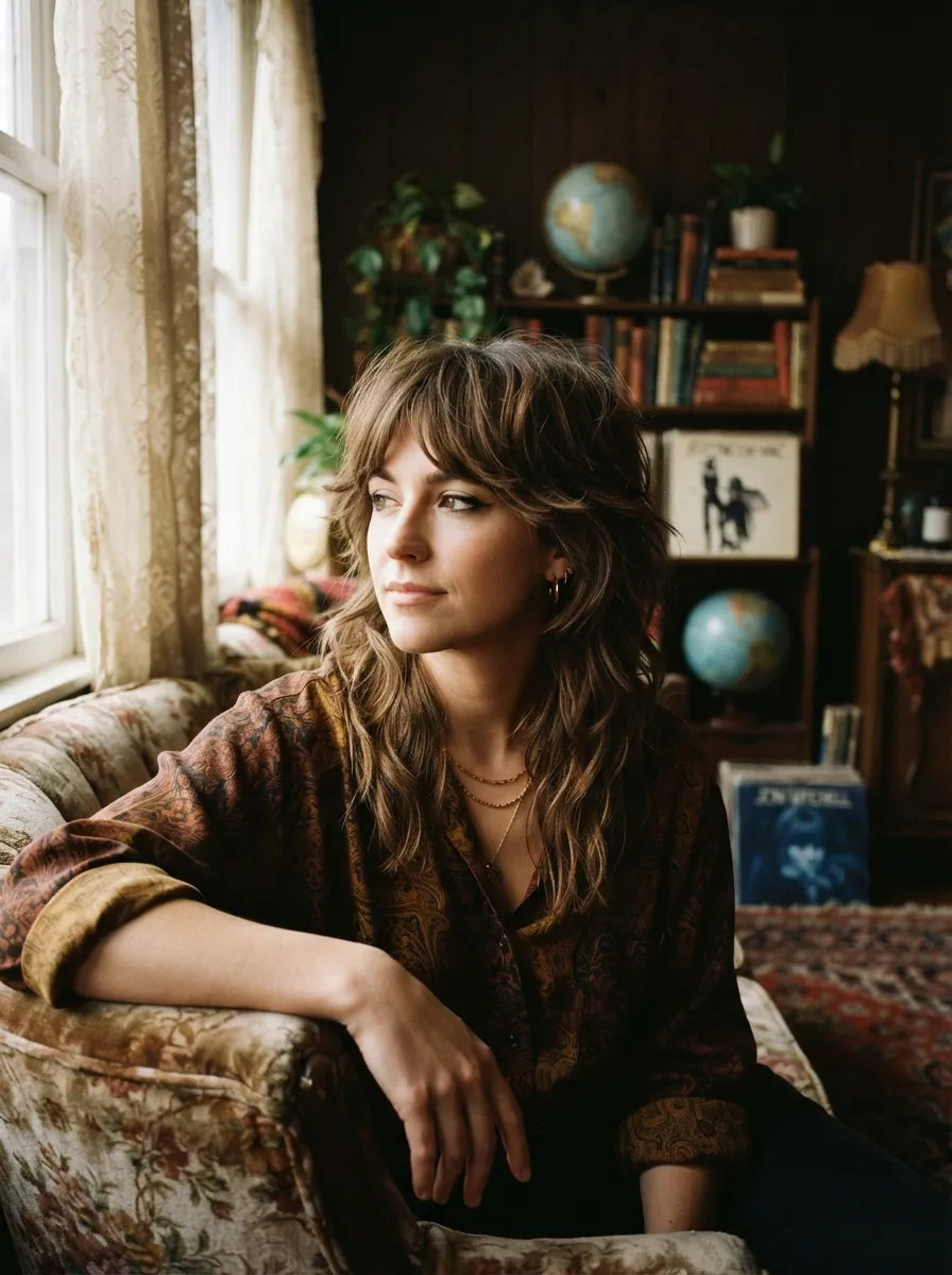 Curtain Bangs With A Textured Shag Cut