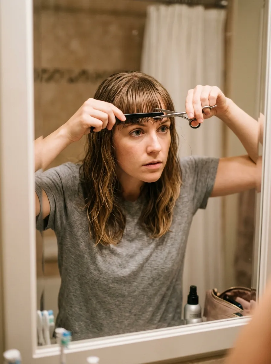 Bangs Trimmed At Home Between Salon Visits