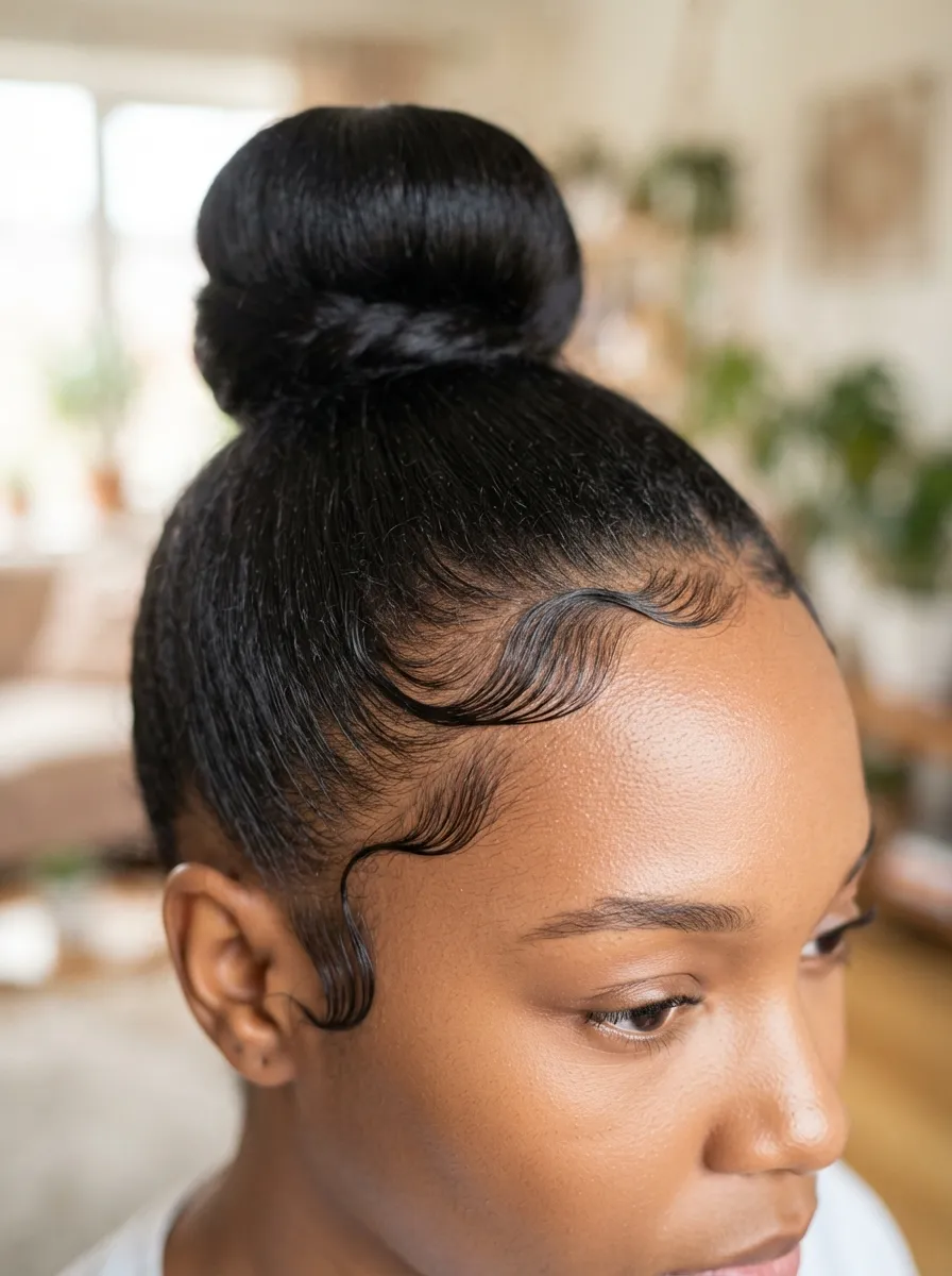 High Bun With Baby Hairs
