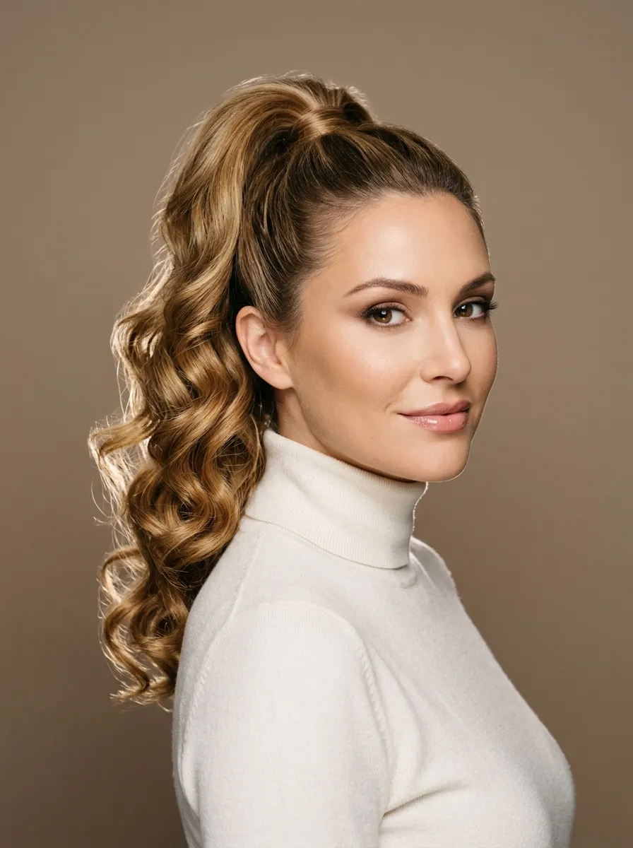 Voluminous Ponytail with Hot Rollers