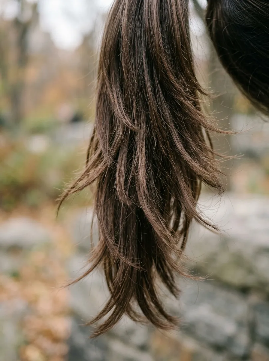 Ponytail with Layered Ends Left Loose