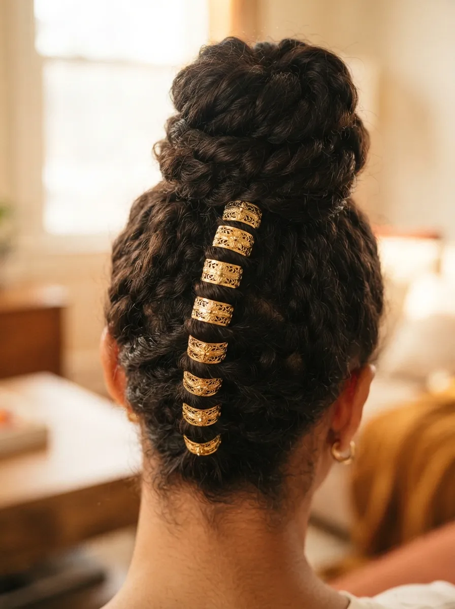 High Bun With Hair Cuffs