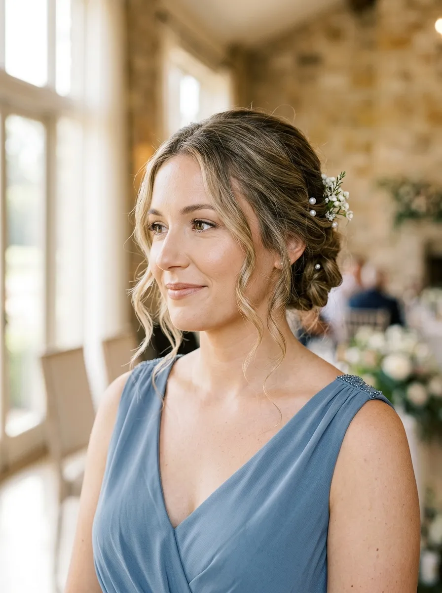 Soft Updo with Loose Tendrils