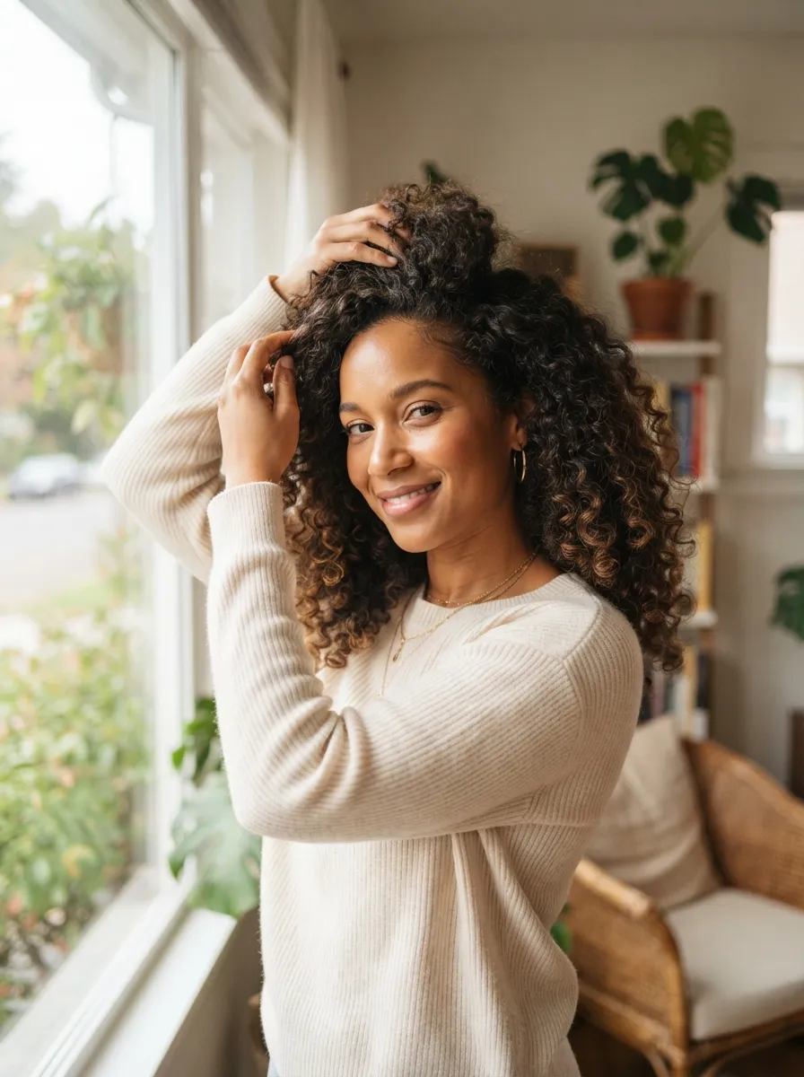 Curly Hair With Root Volume Clips