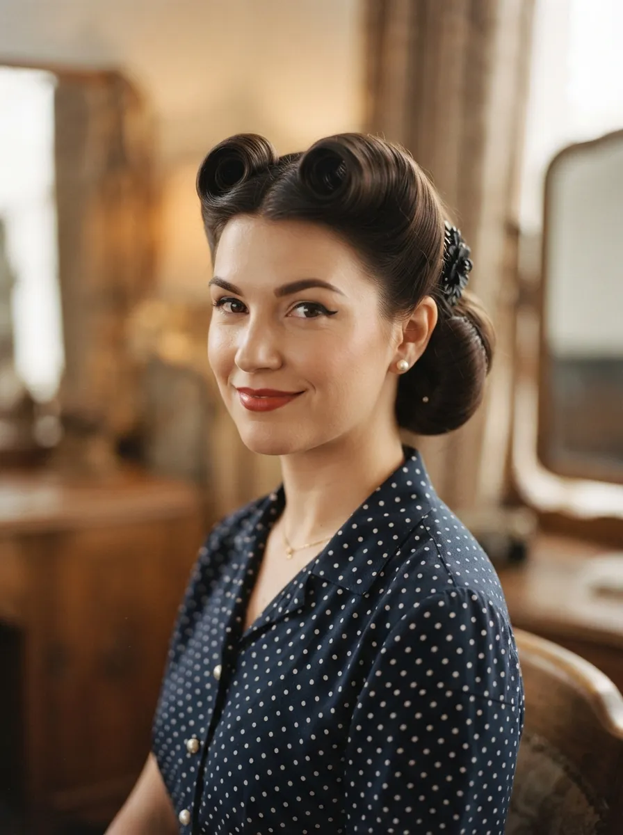 Vintage Victory Roll Bun