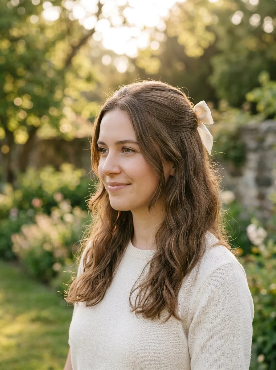 Simple Half Up with Bow