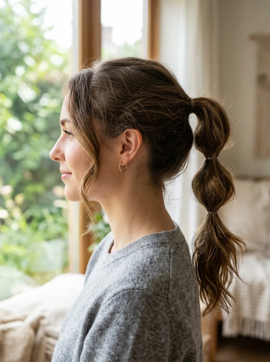 Bubble Ponytail With Multiple Elastics