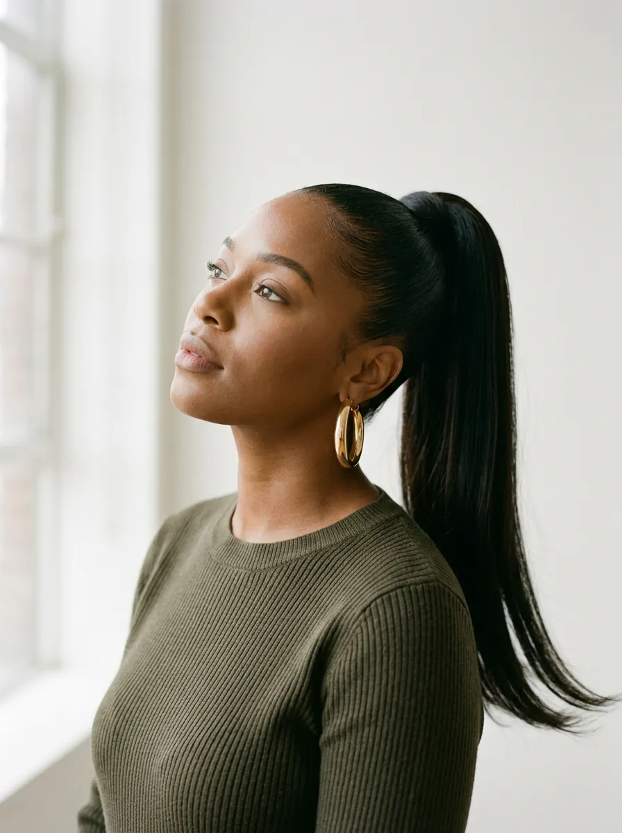 High Sleek Ponytail for a Lifted Look