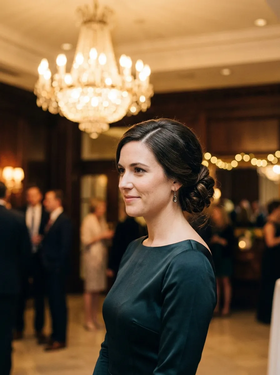 Low Chignon With a Side Part