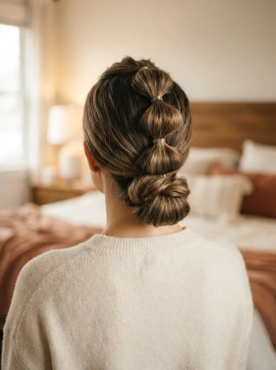 Low Bun with a Bubble Wrap Technique