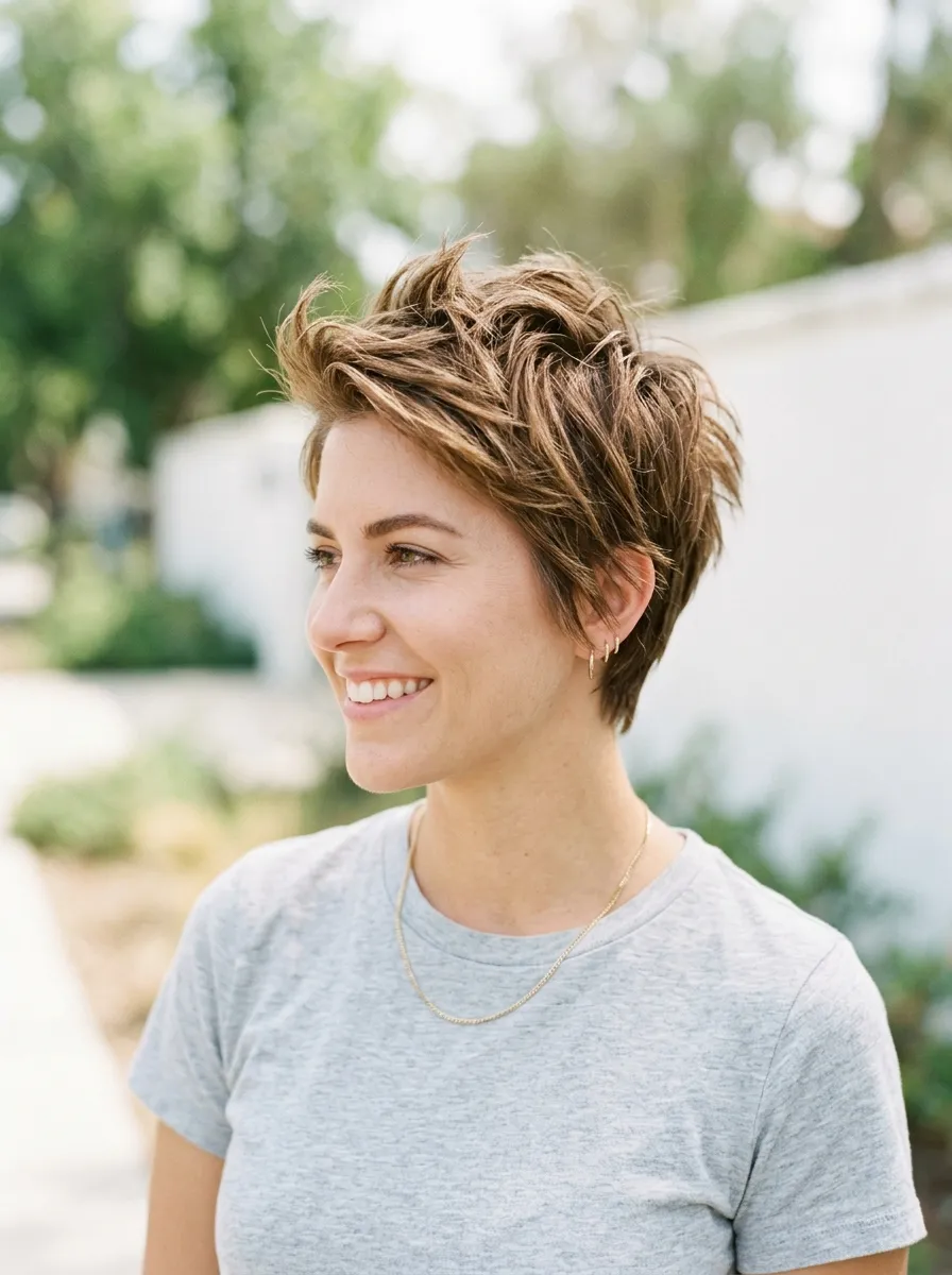 textured short pixie haircut