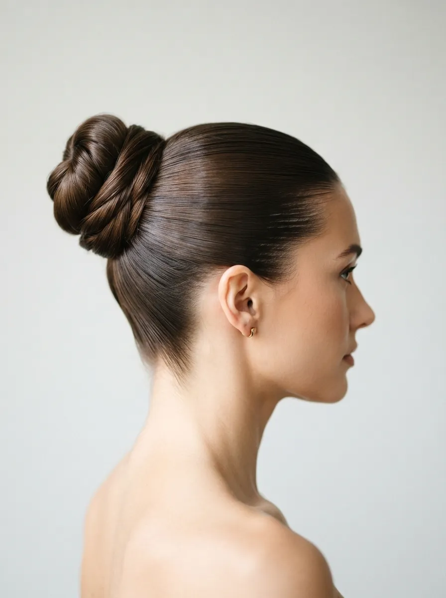 Sleek High Ponytail Twisted Into a Bun