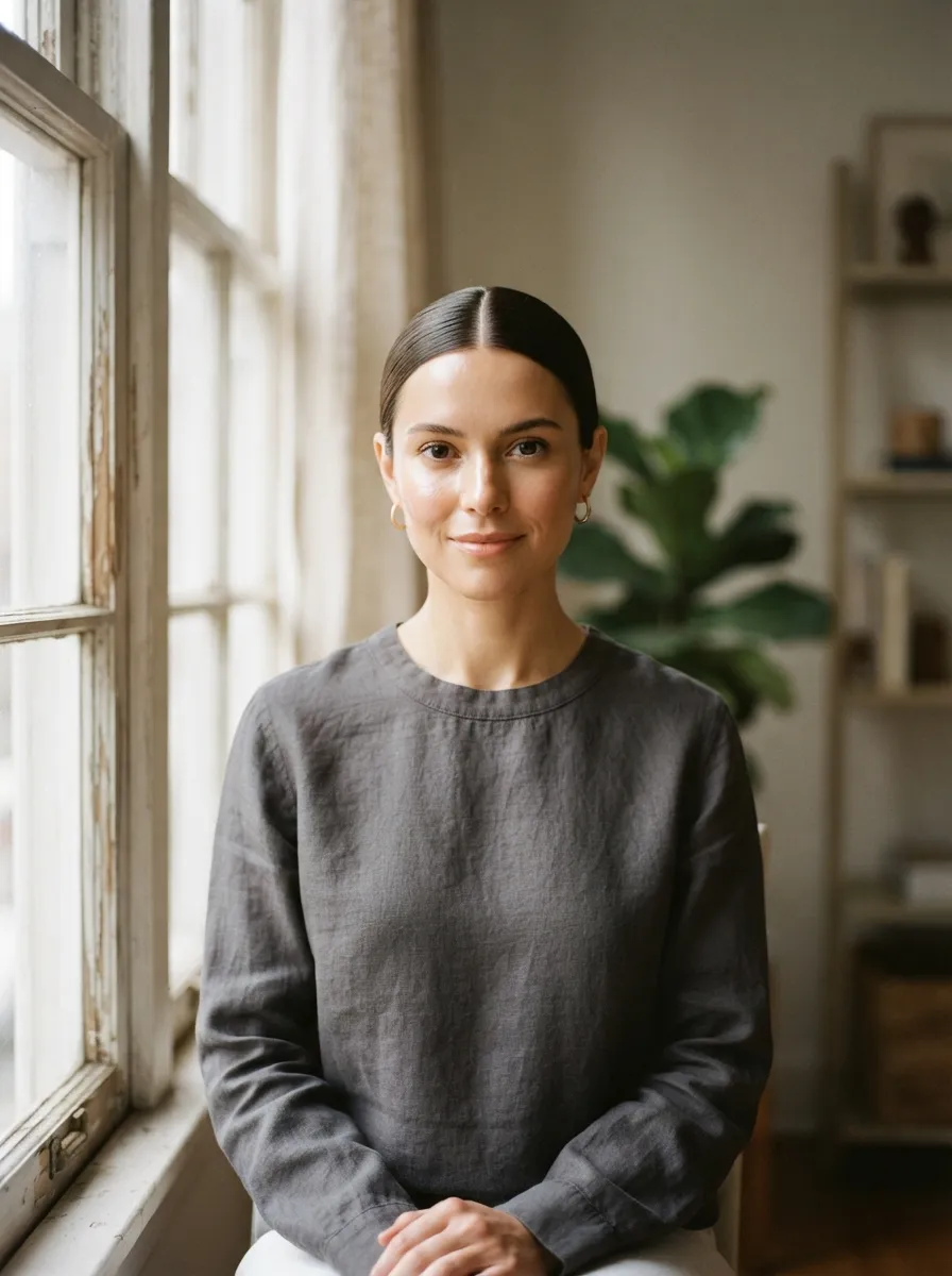 Low Bun with a Center Part