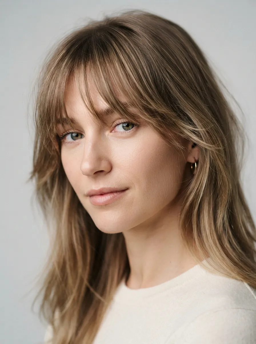 Long Bangs with Layers for Fine Hair