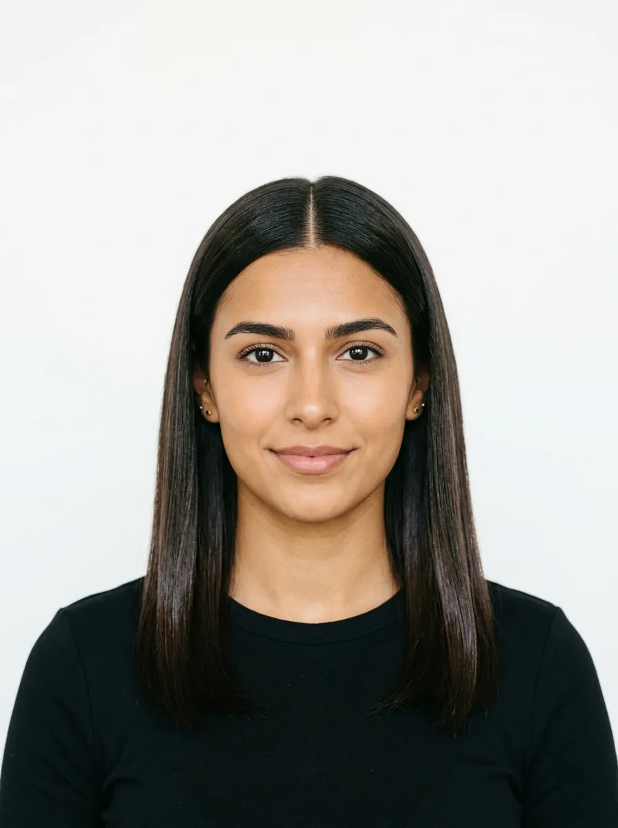 Straight Hair With A Middle Part