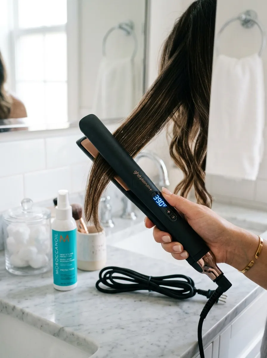 flat iron with a digital heat setting display