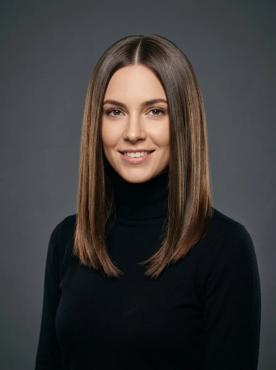 Sleek Straight Style with Middle Part