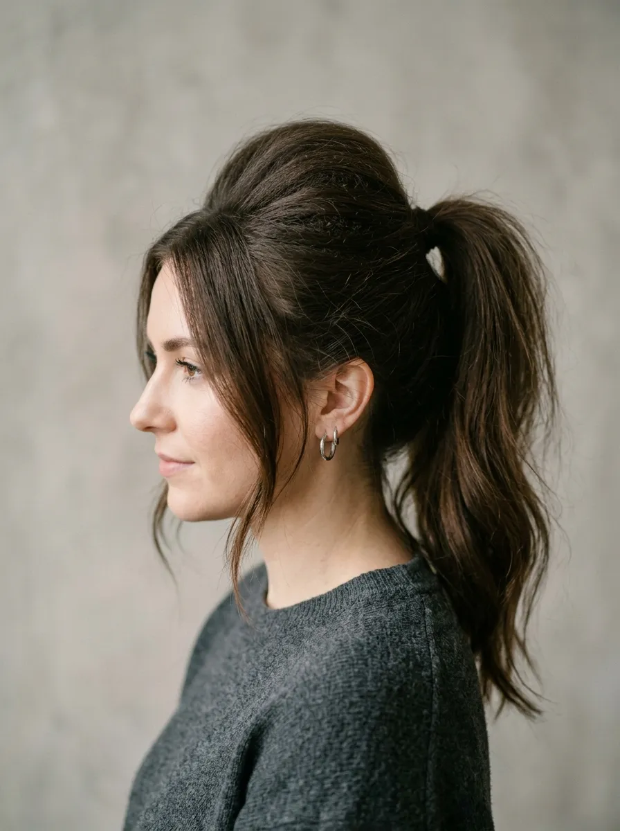 Voluminous Backcombed Ponytail