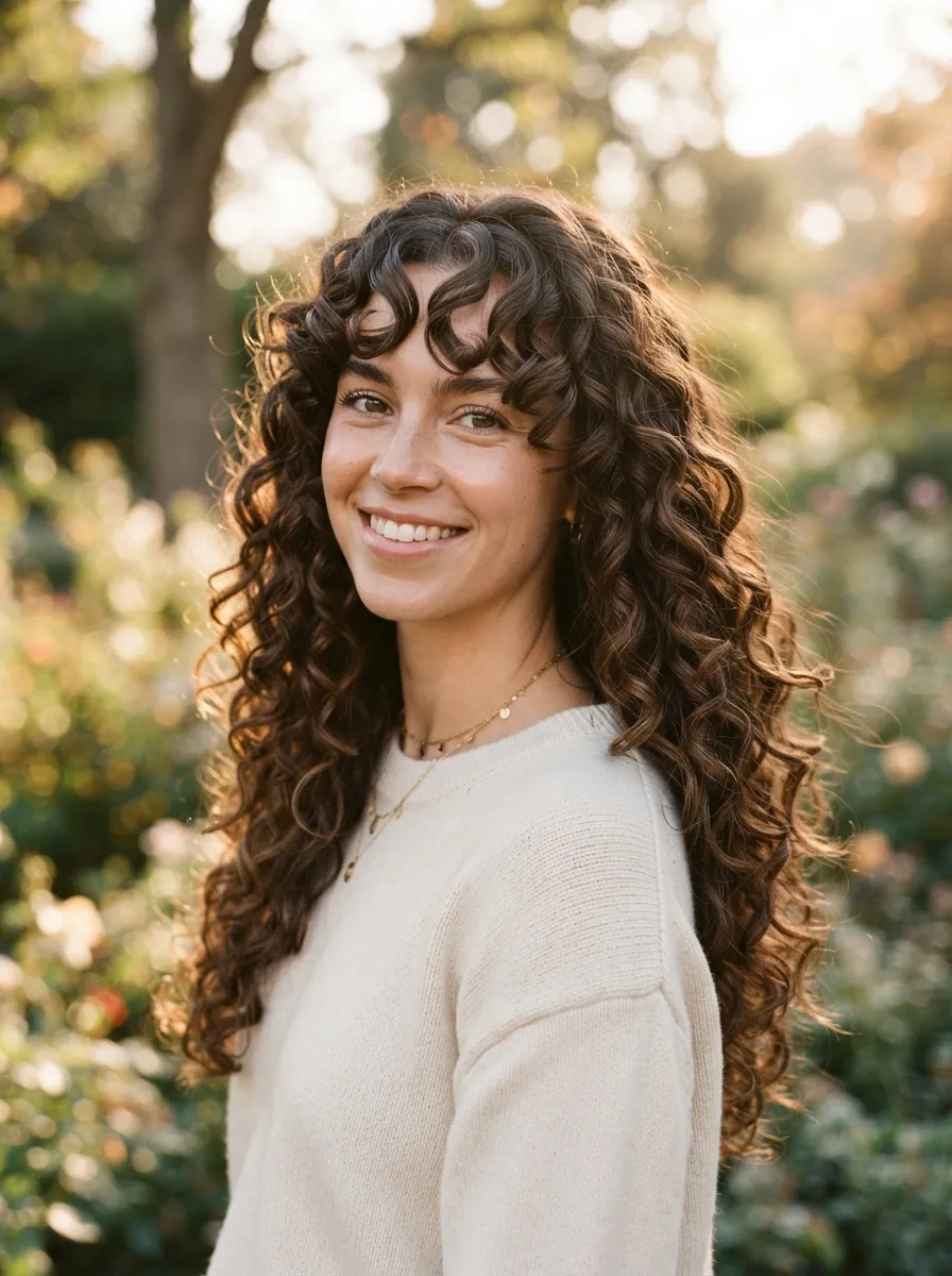 Curly Curtain Bangs for Natural Texture