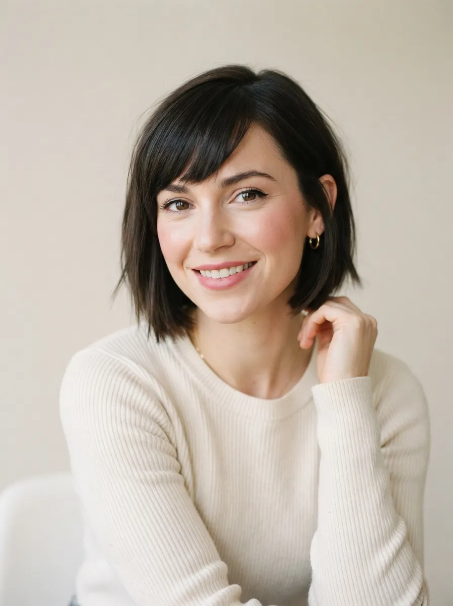 Side Swept Bangs on Short Bobs
