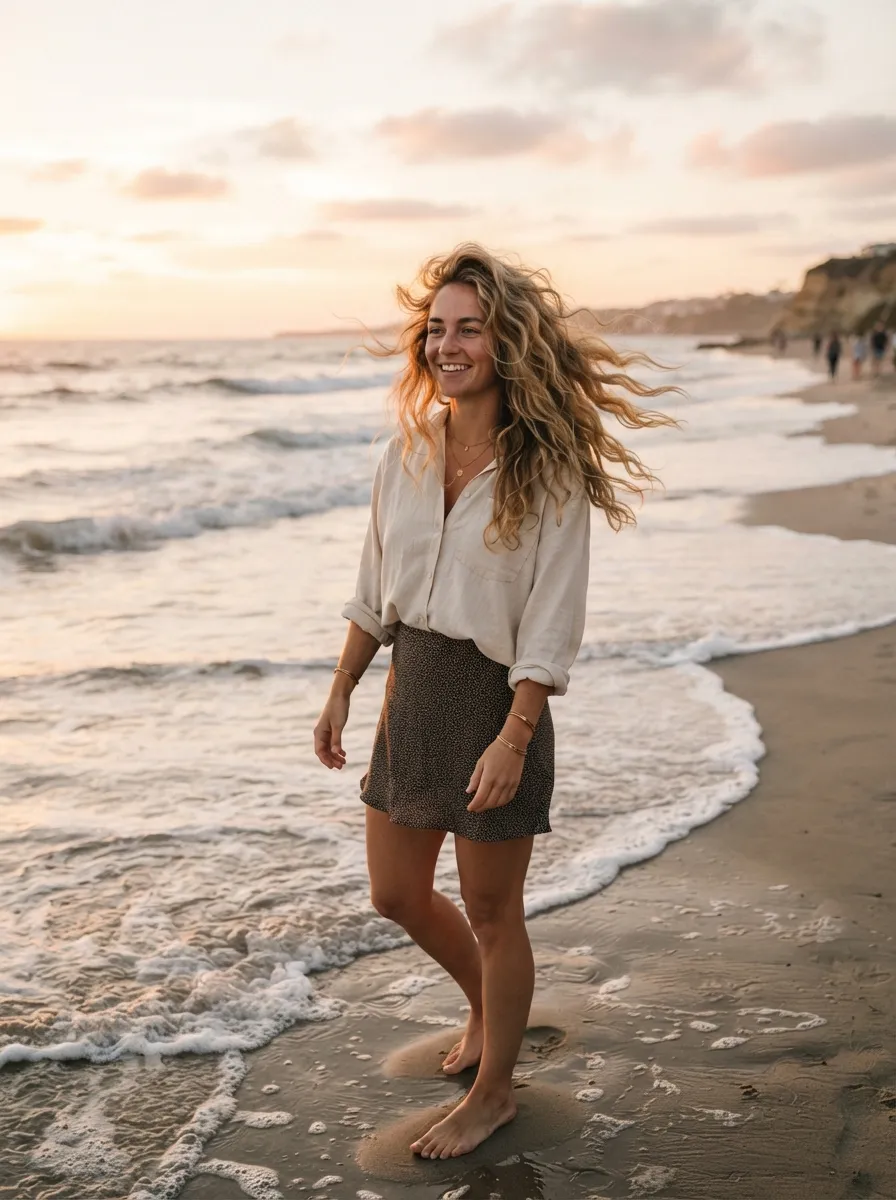 Loose Beach Waves with Sea Salt Spray