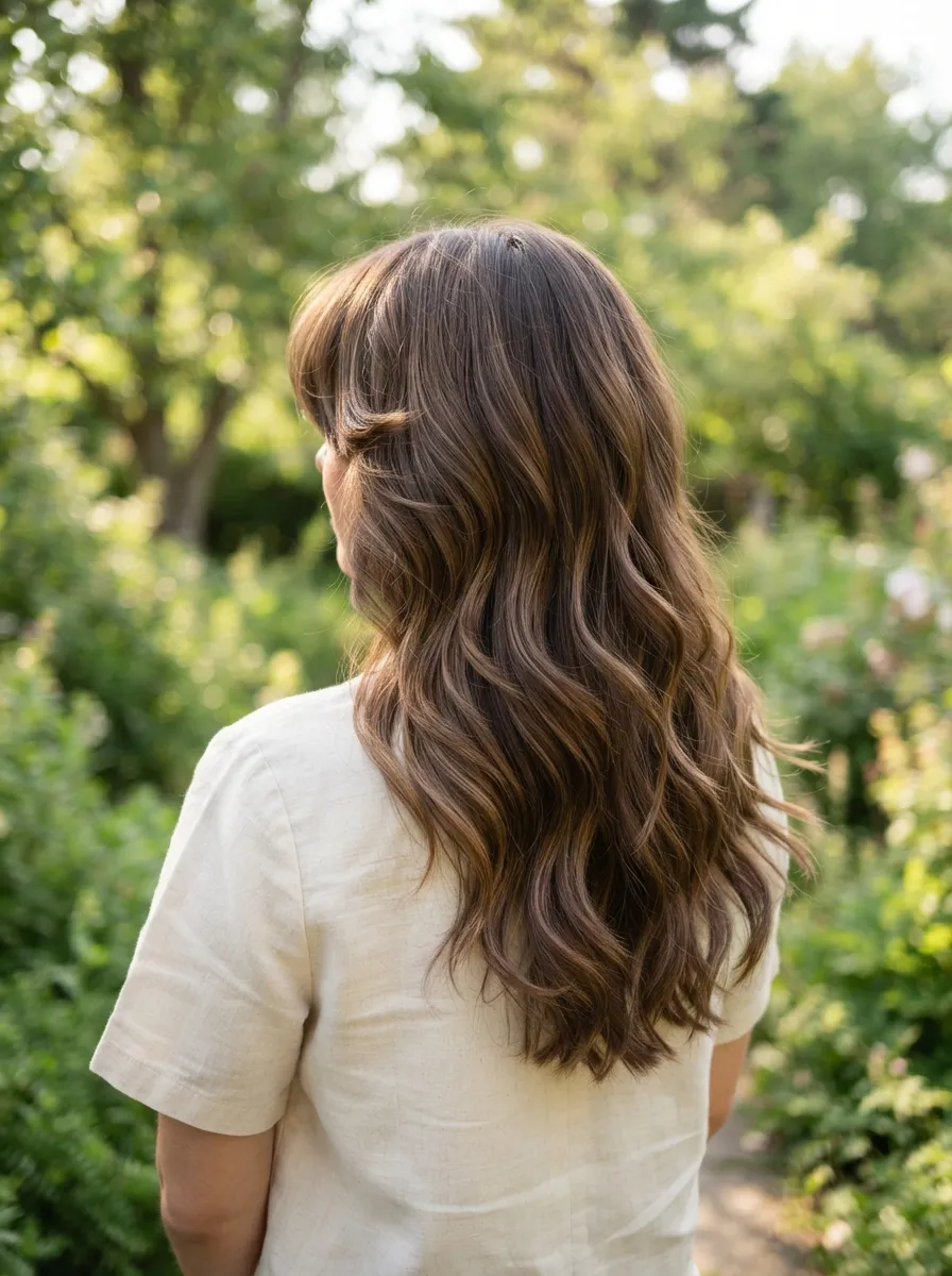 Curtain Bangs with Long Layers and Waves