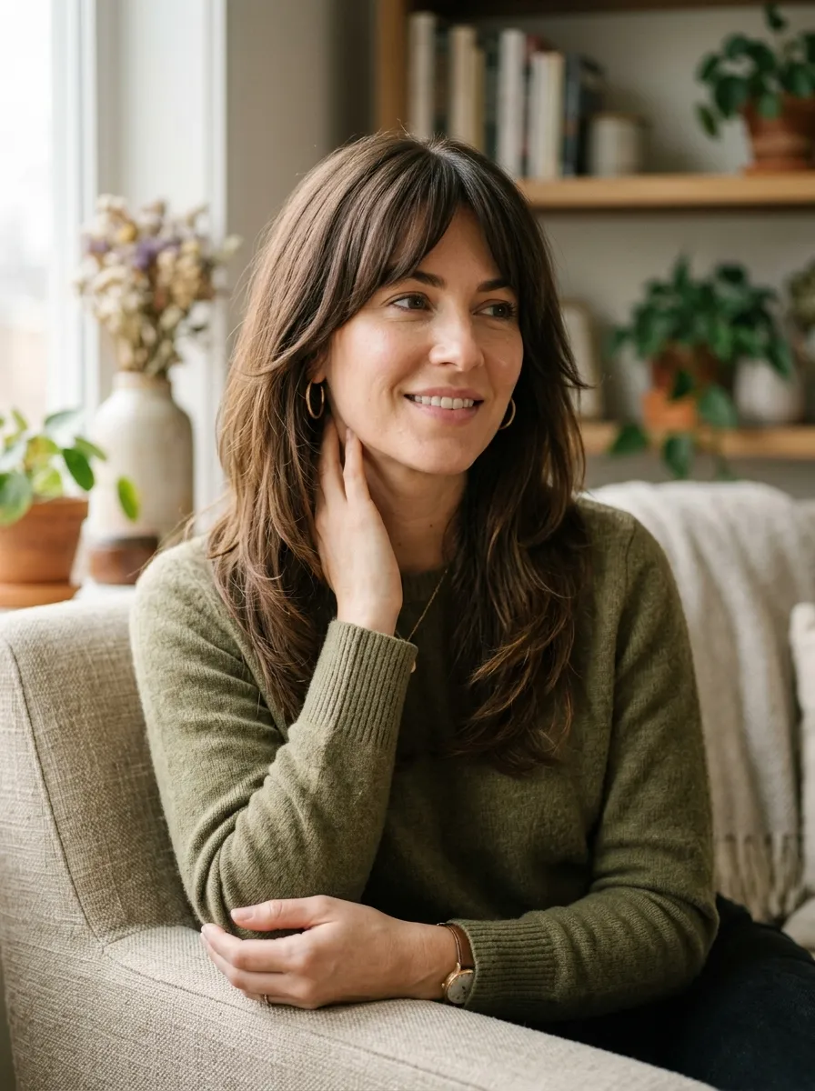 Long Layered Bangs That Blend Into the Face