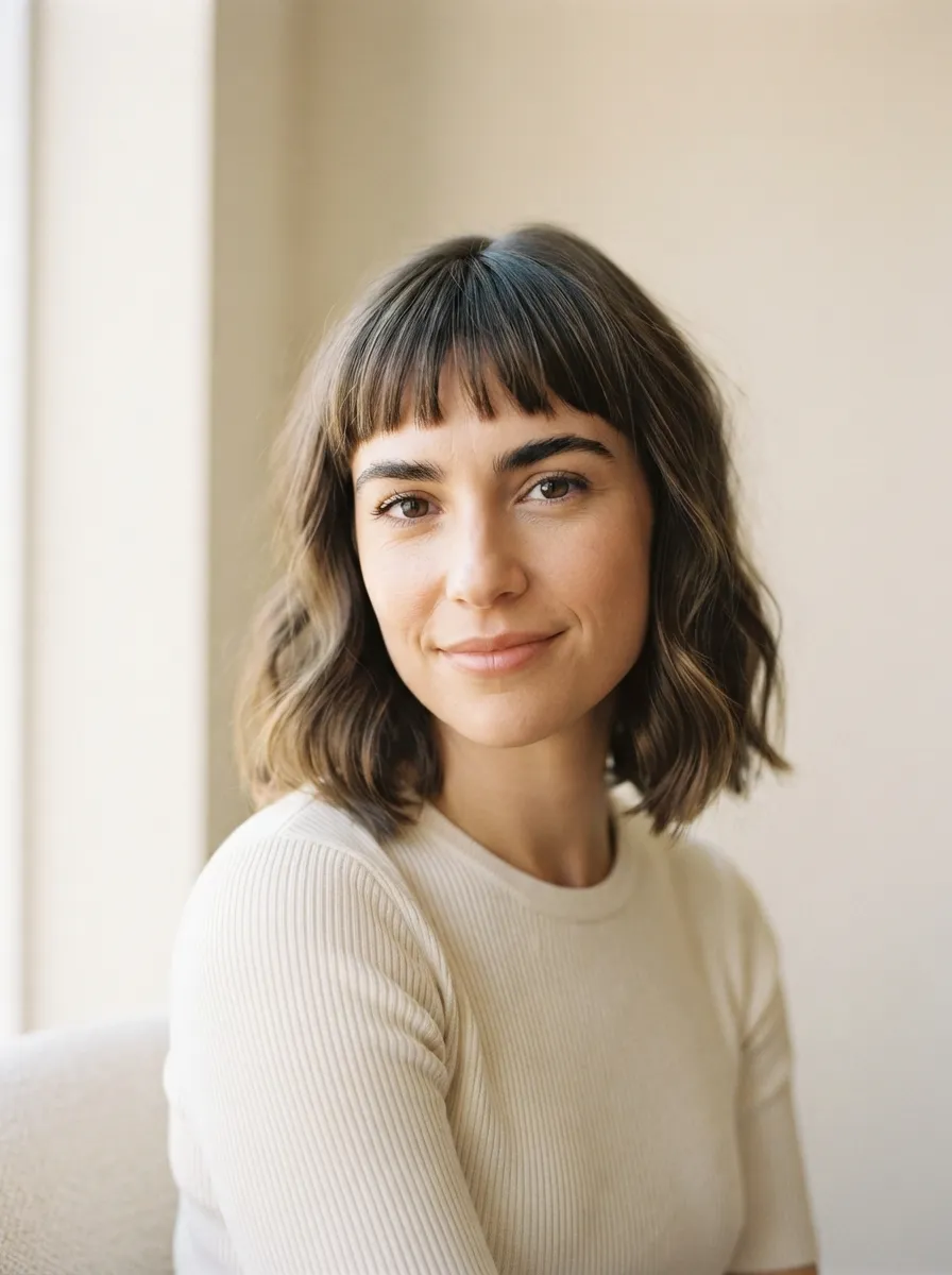 Short Curtain Bangs With High Forehead Coverage