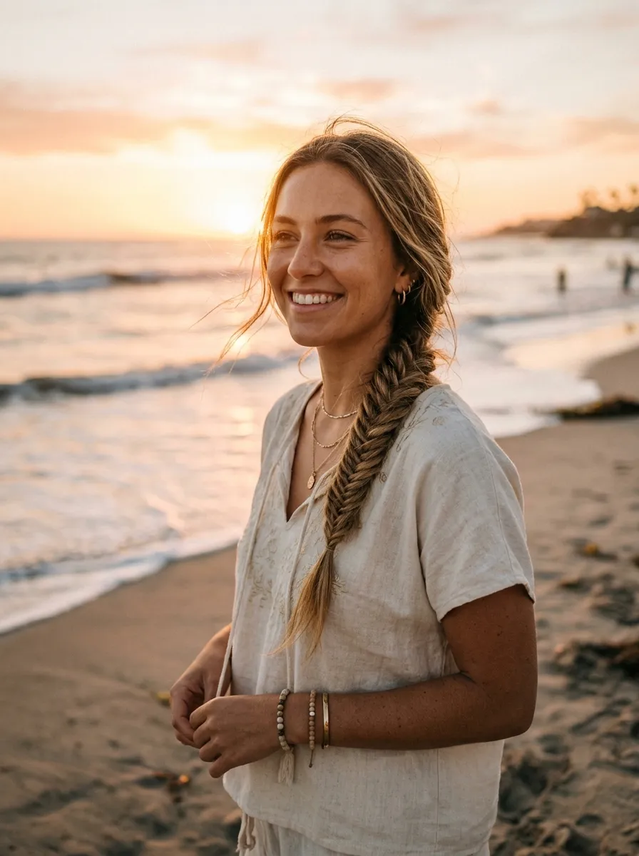 Fishtail Braid With Beachy Waves