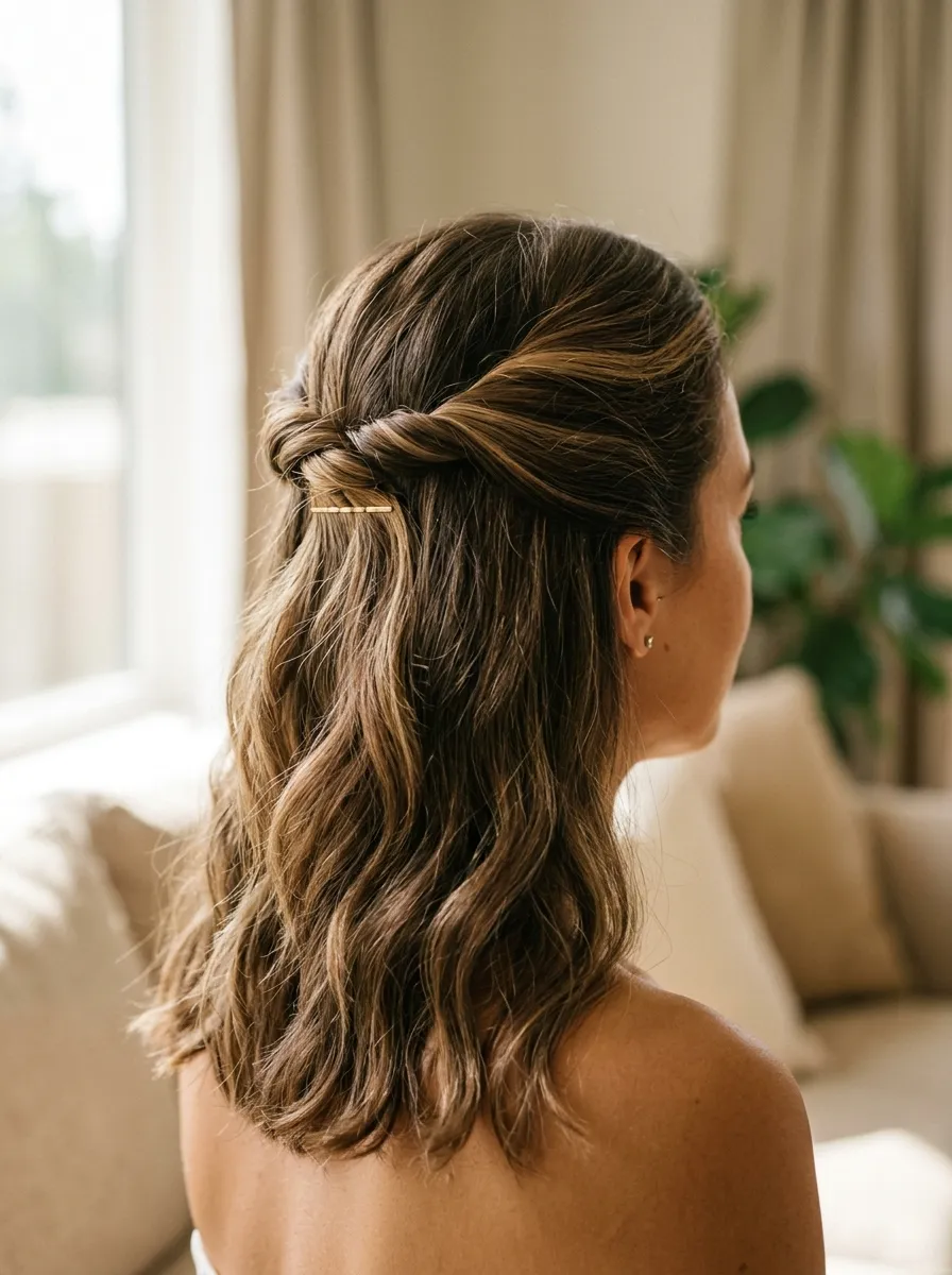 Half Up Half Down with Twist