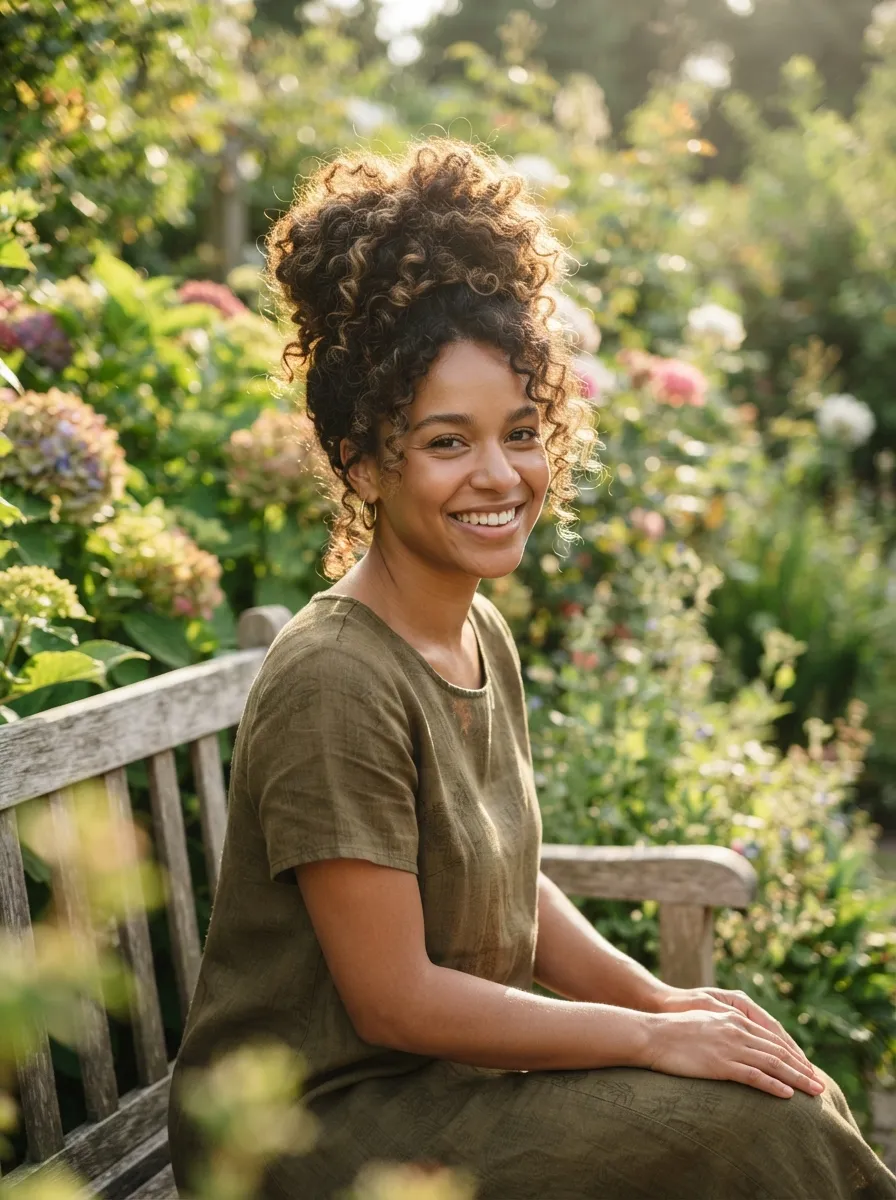 Curly Hair High Bun