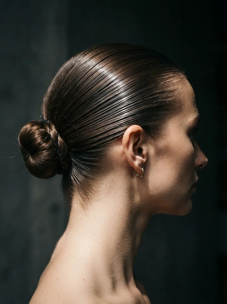 Slicked Back Bun with Gel for Sleek Volume