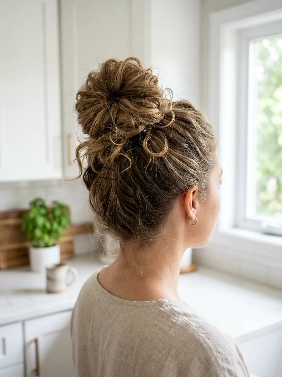 Textured Top Knot For Thick Hair