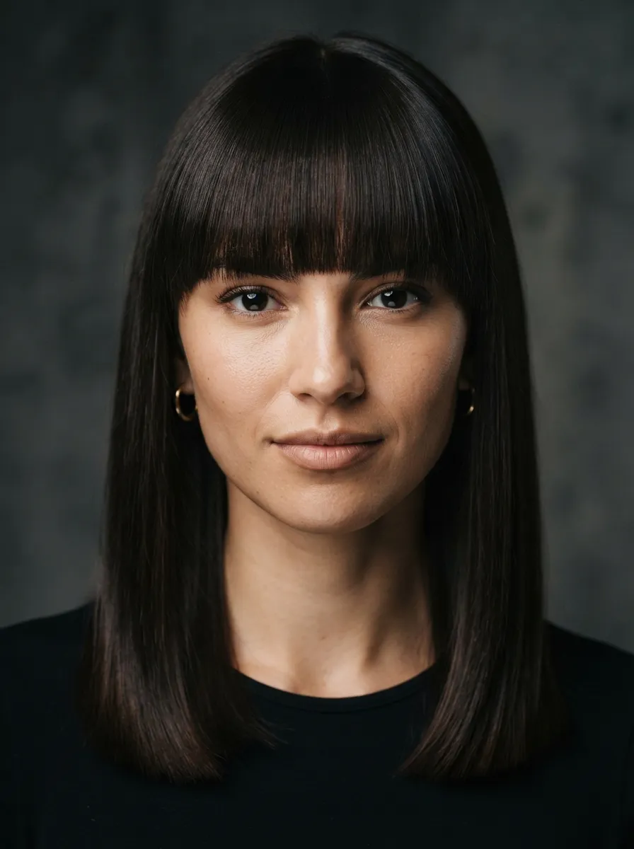Straight Long Bangs for a Sleek Look