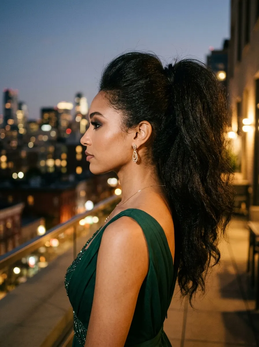 Voluminous Ponytail with Teased Crown