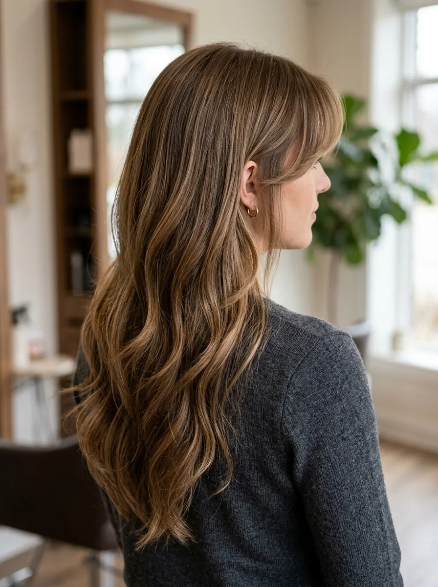 Curtain Bangs With V Cut Layers